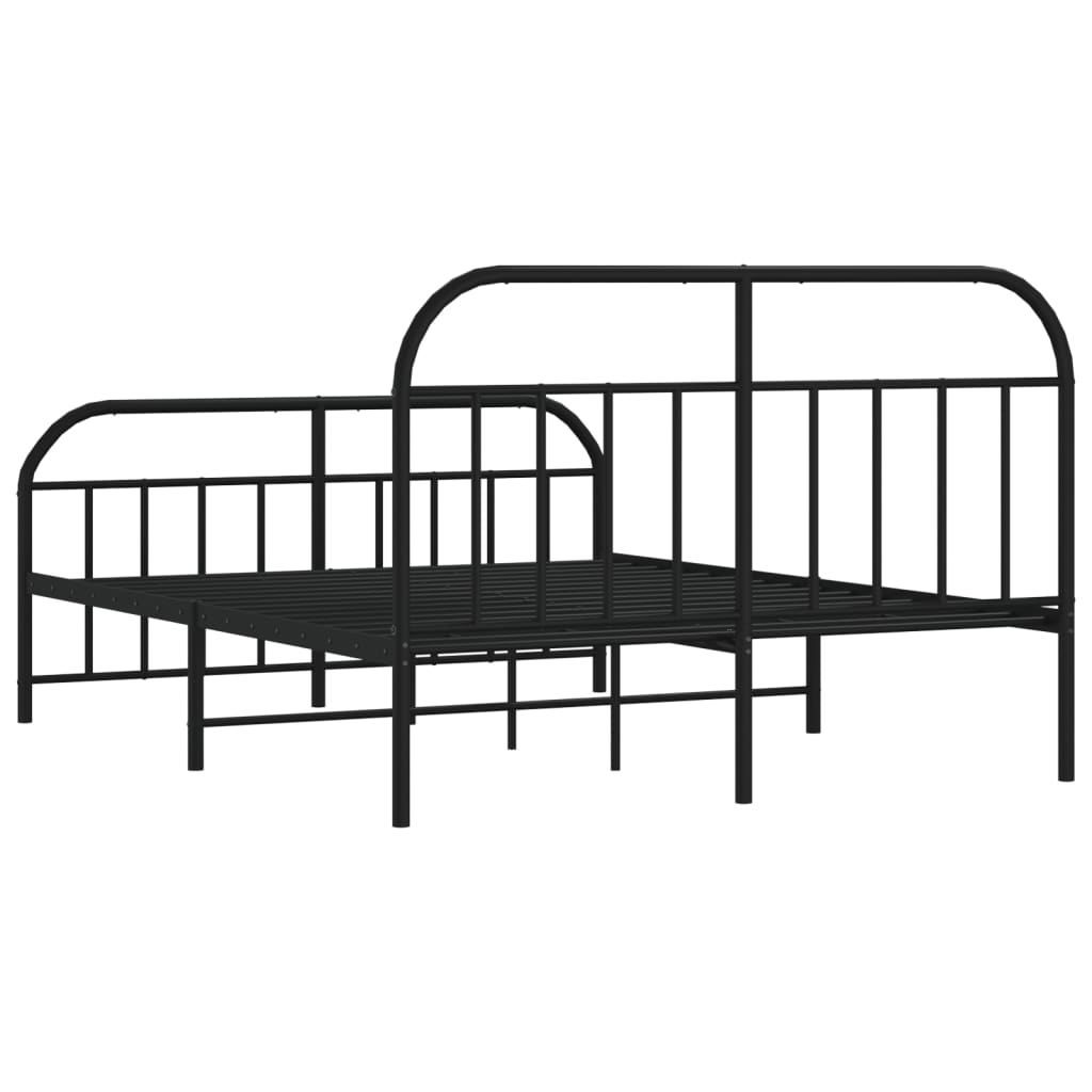 Bed frame with head and footboard metal black 140x200 cm