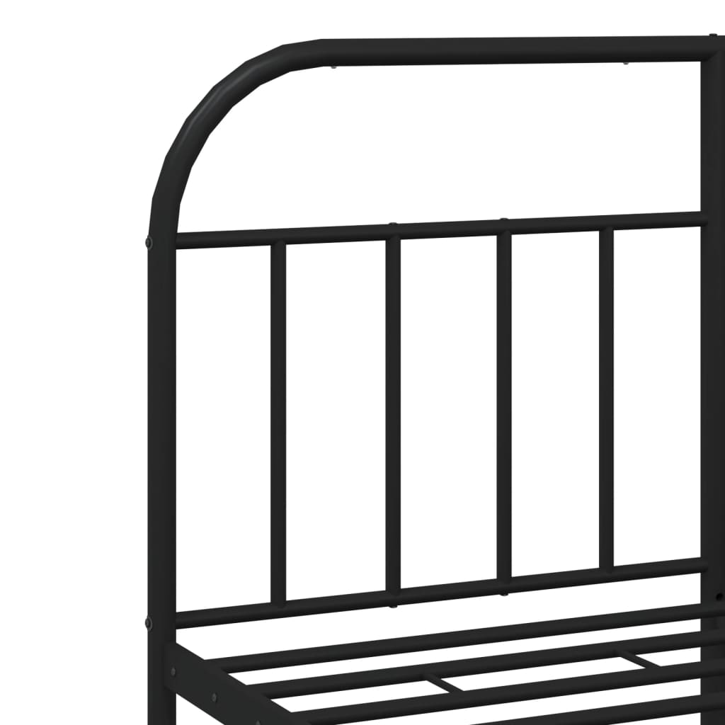 Bed frame with head and footboard metal black 140x200 cm