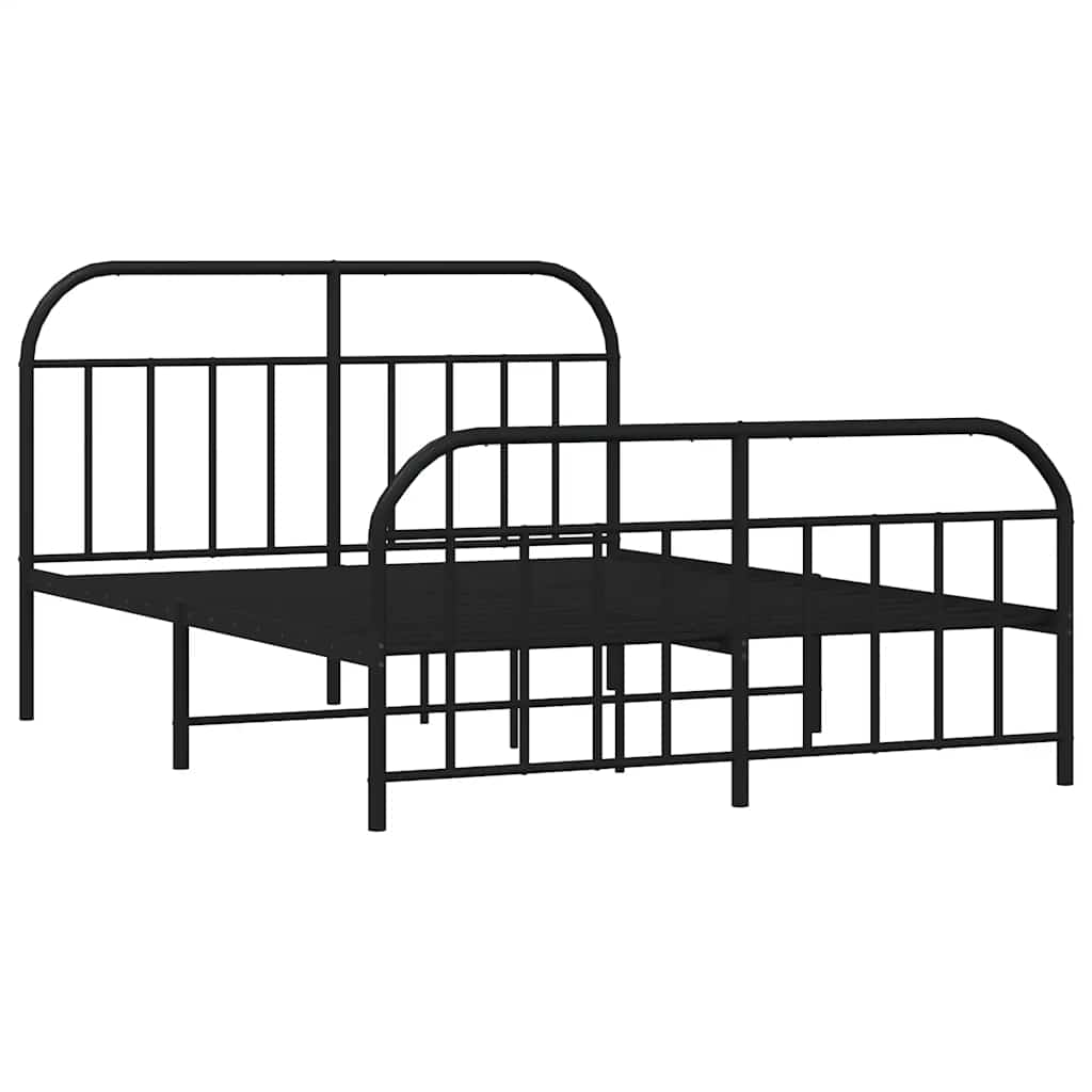 Bed frame with head and footboard metal black 150x200 cm