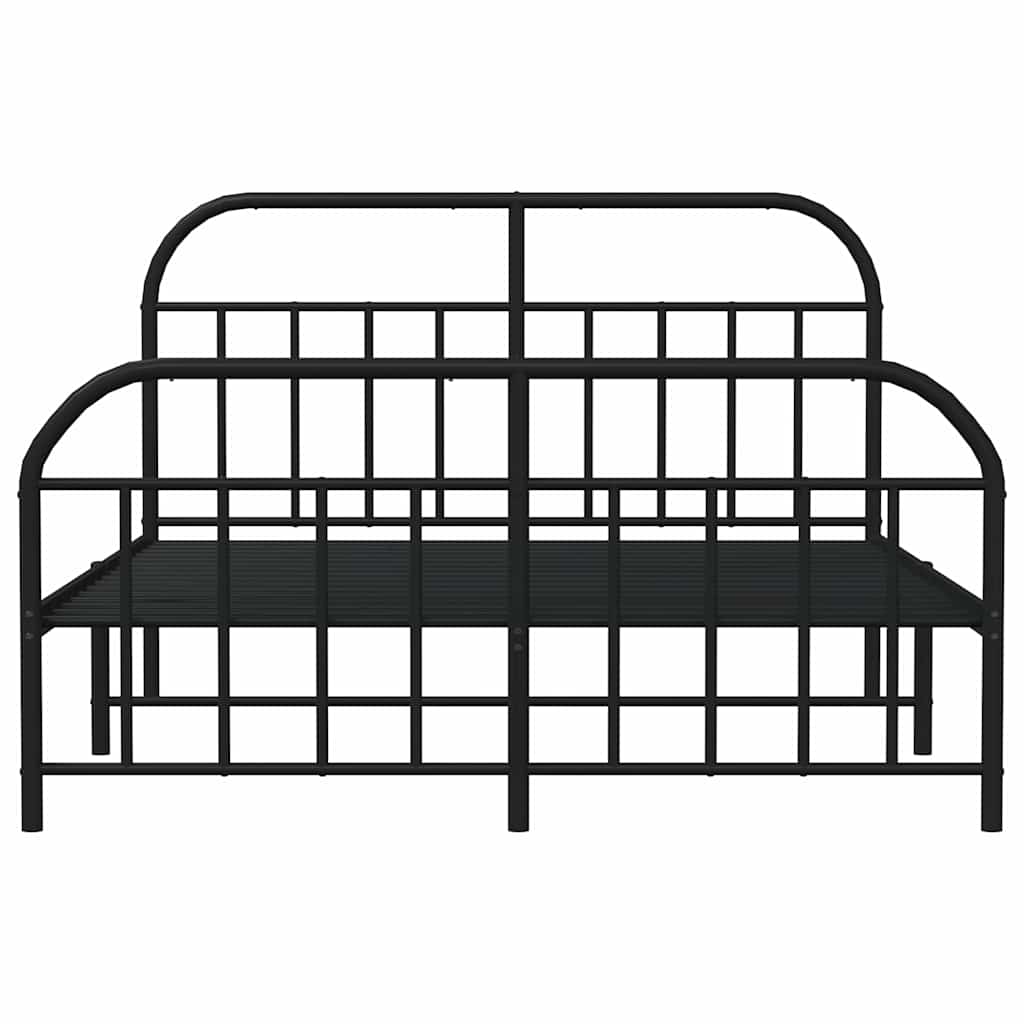 Bed frame with head and footboard metal black 150x200 cm