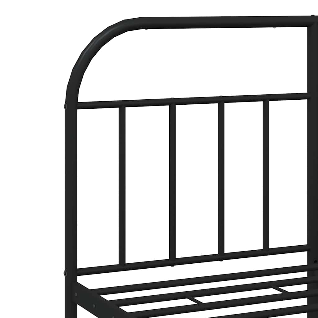 Bed frame with head and footboard metal black 150x200 cm