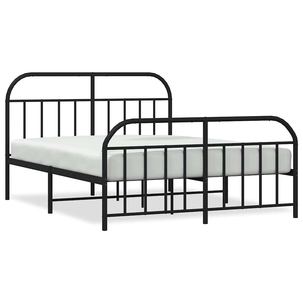 Metallbett ohne Matratze mit Fußteil Schwarz 180x200 cm