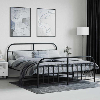 Metallbett ohne Matratze mit Fußteil Schwarz 180x200 cm