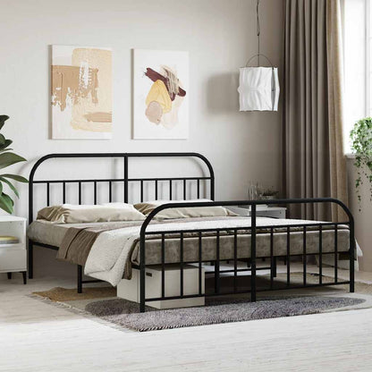 Metallbett ohne Matratze mit Fußteil Schwarz 180x200 cm