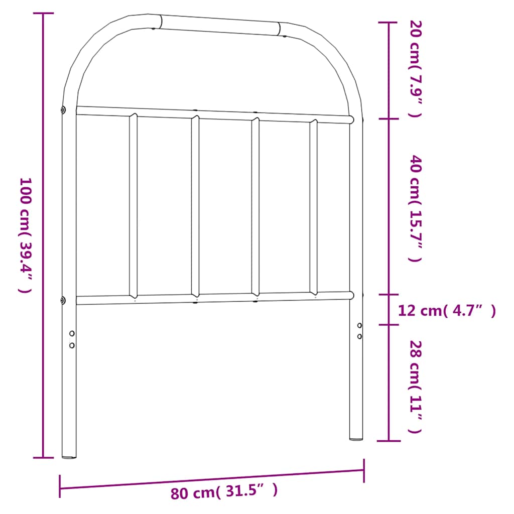 Ersatz-Kopfteil Metall Schwarz 75 cm
