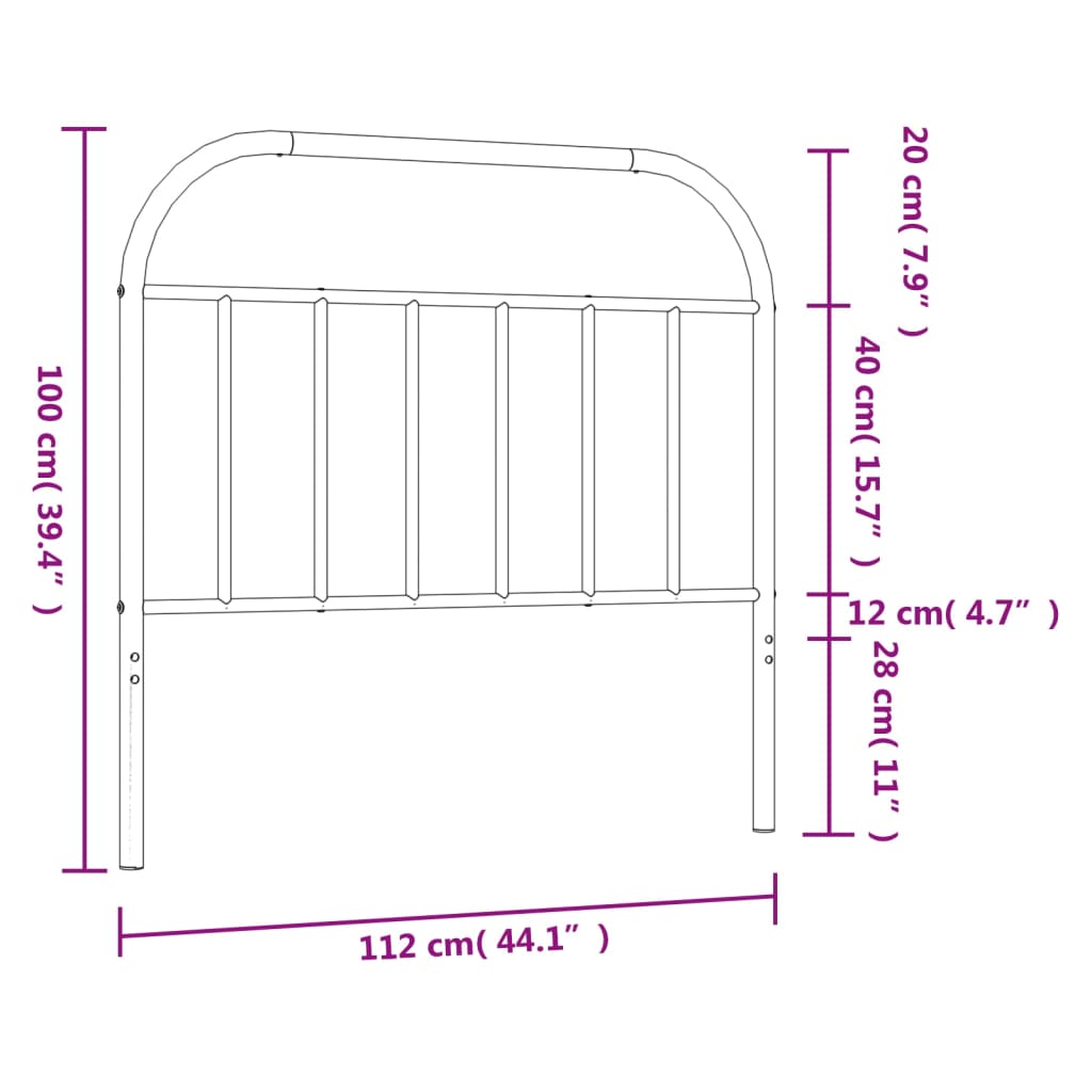 Ersatz-Kopfteil Metall Schwarz 107 cm