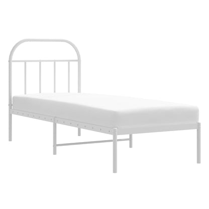 Metallbett ohne Matratze mit Kopfteil Weiß 75x190 cm