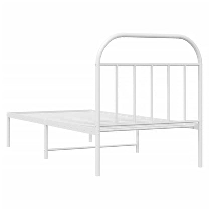 Bettgestell mit Kopfteil Metall Weiß 90x190 cm