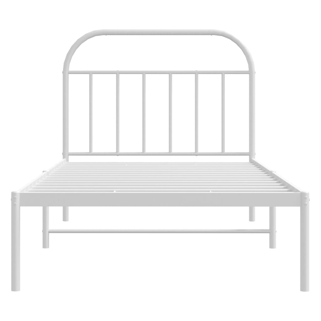 Bed frame with headboard metal white 100x190 cm
