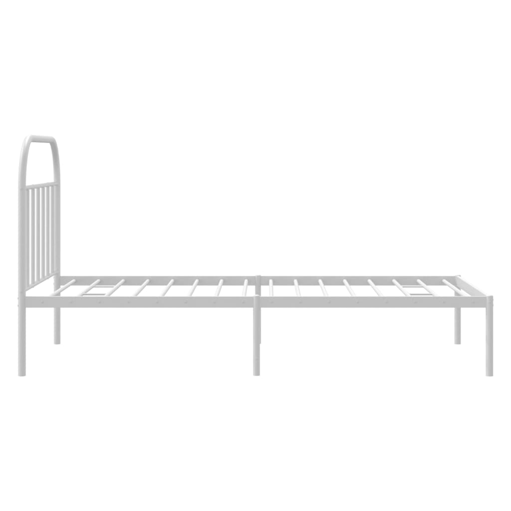 Bed frame with headboard metal white 100x190 cm