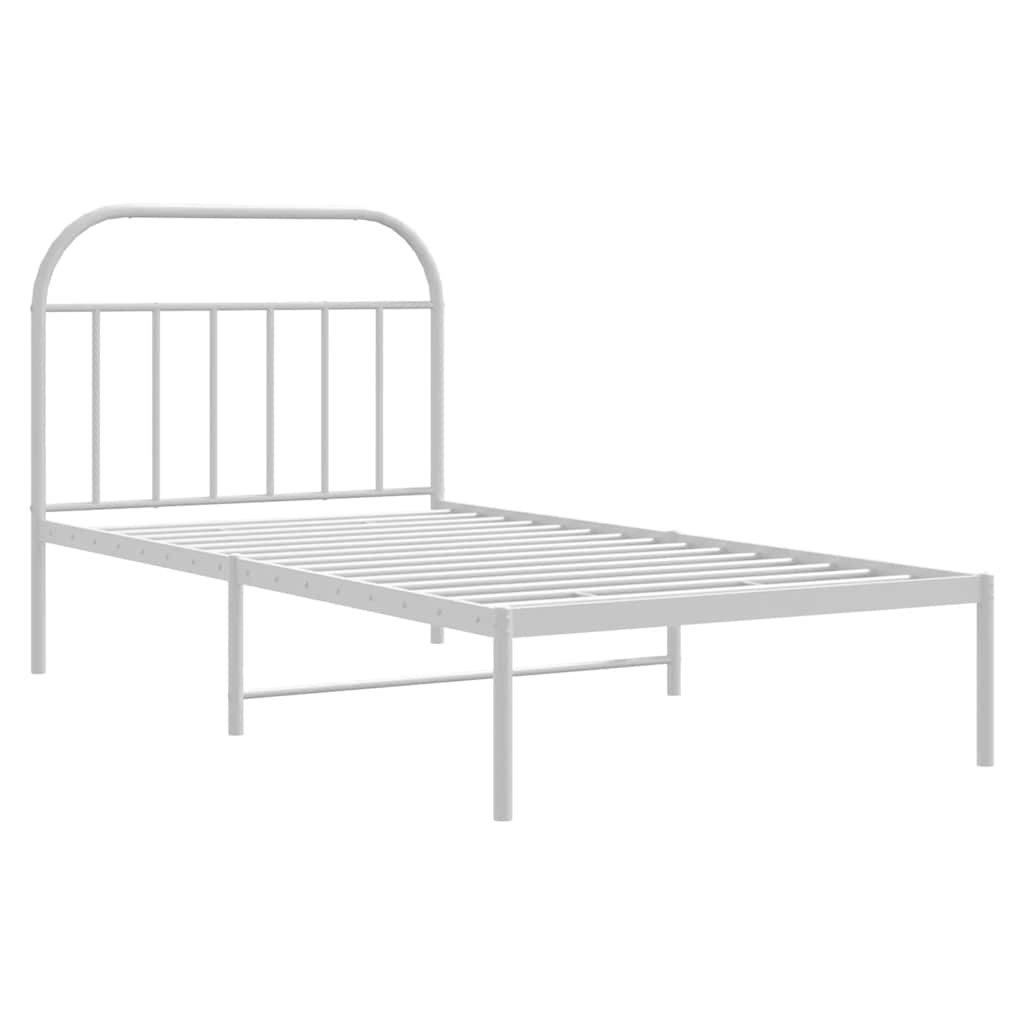 Bed frame with headboard metal white 100x200 cm