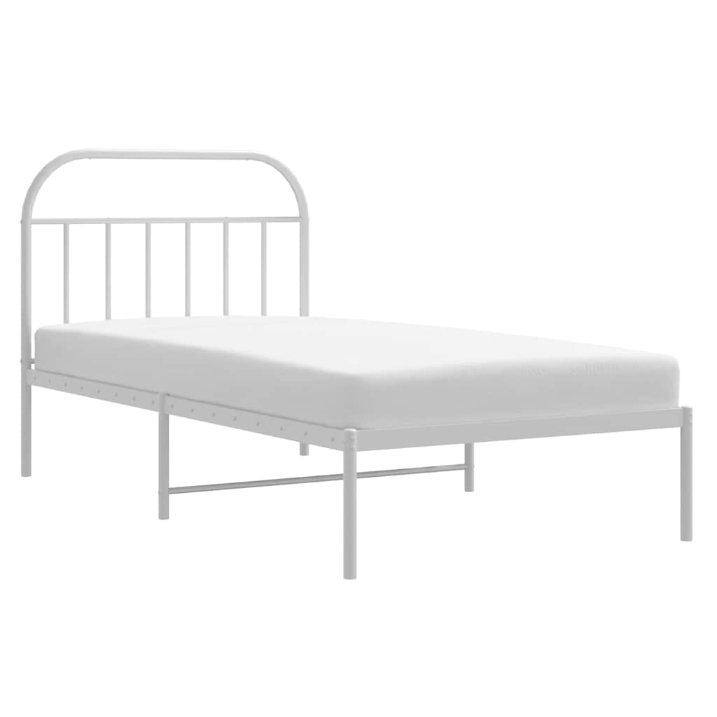 Bed frame with headboard metal white 100x200 cm