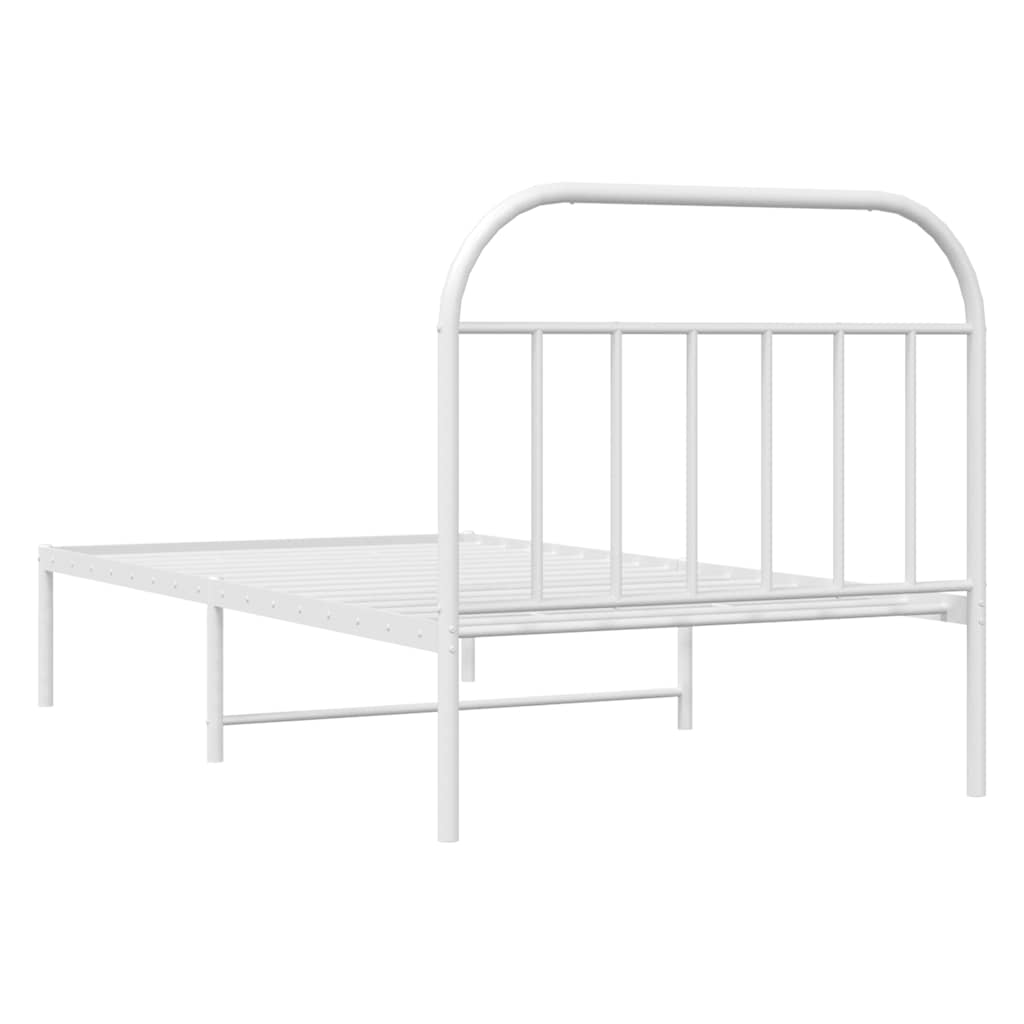 Bed frame with headboard metal white 100x200 cm
