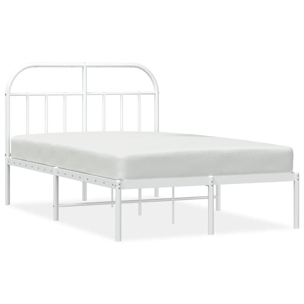 Bed frame with headboard metal white 120x190 cm