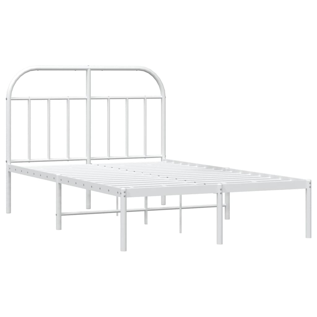 Bed frame with headboard metal white 120x190 cm