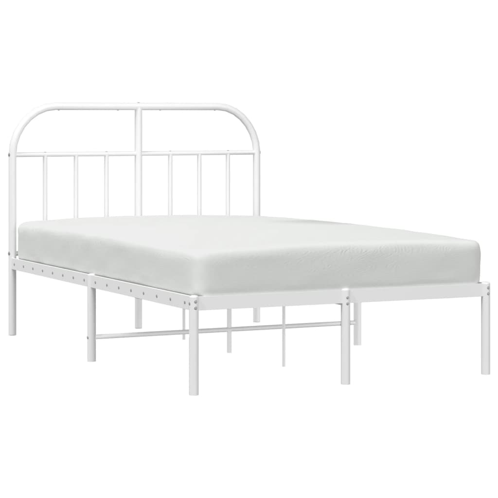 Bed frame with headboard metal white 120x190 cm