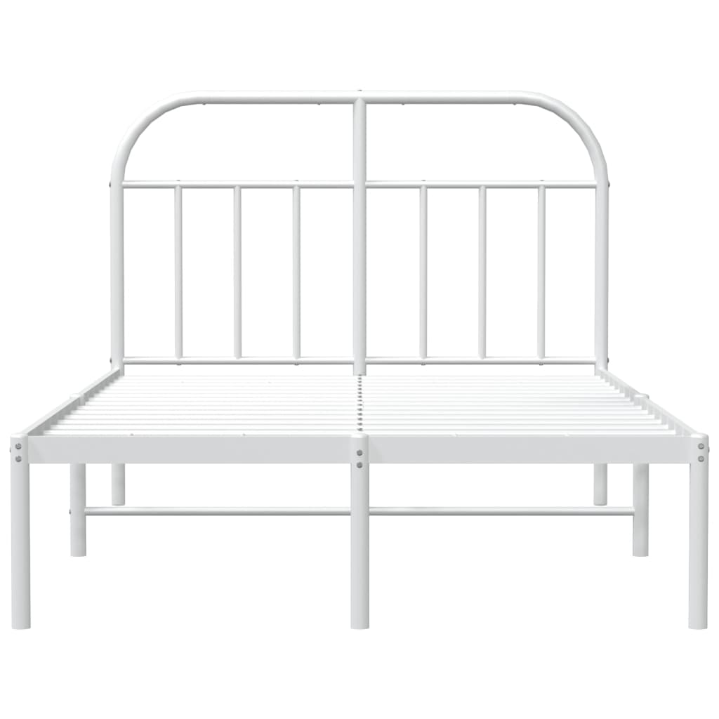 Bed frame with headboard metal white 120x190 cm