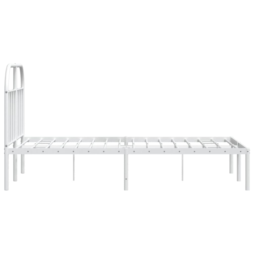 Bed frame with headboard metal white 120x190 cm