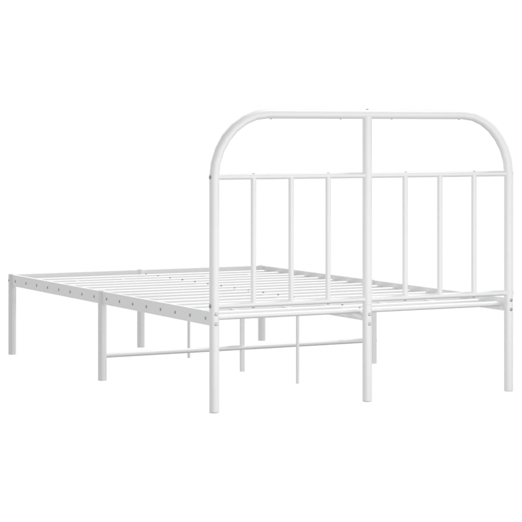 Bed frame with headboard metal white 120x190 cm