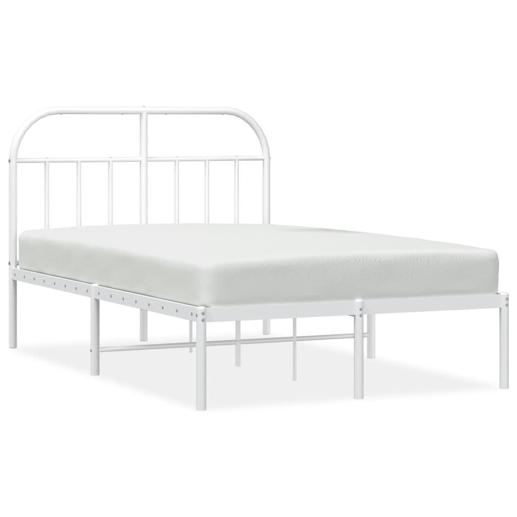 Bed frame with headboard metal white 120x200 cm
