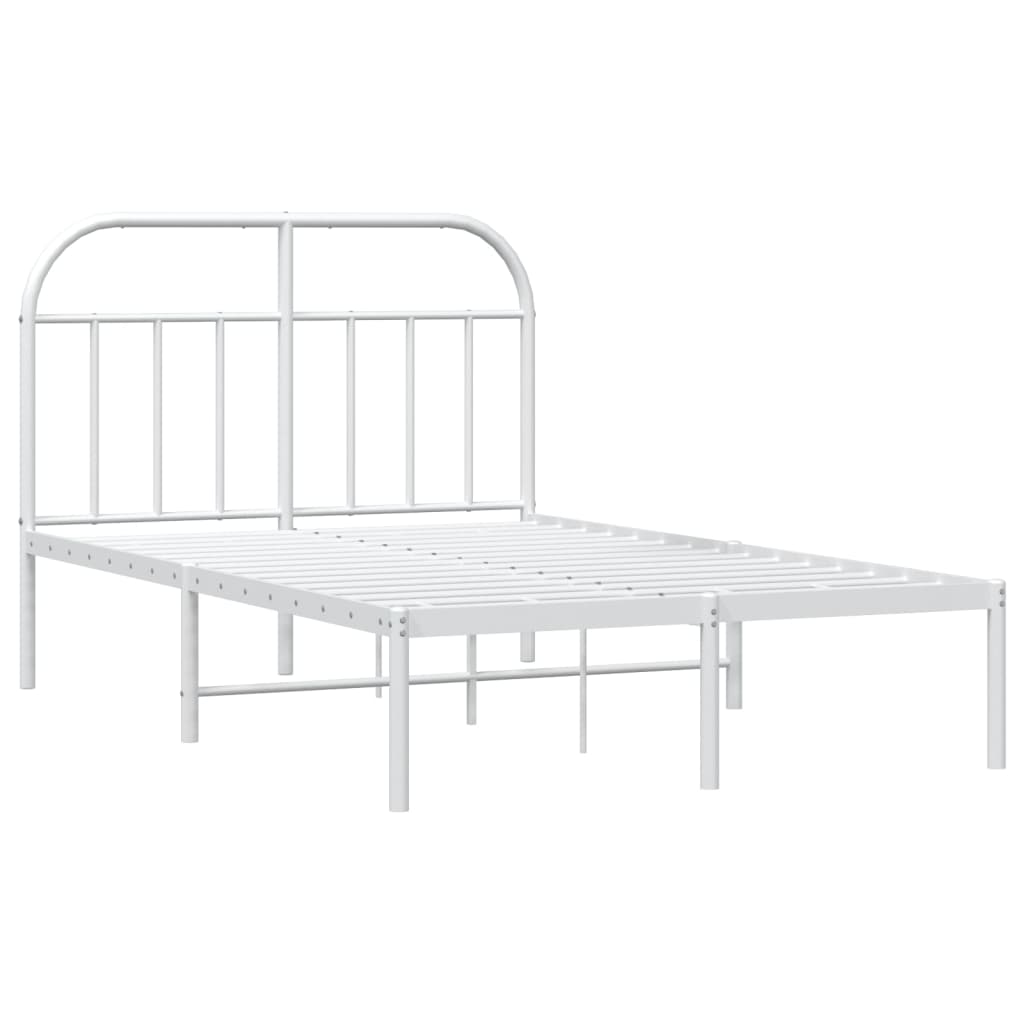 Bed frame with headboard metal white 120x200 cm