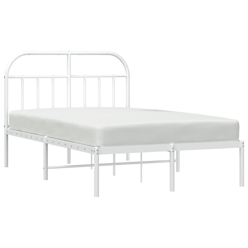 Bed frame with headboard metal white 120x200 cm