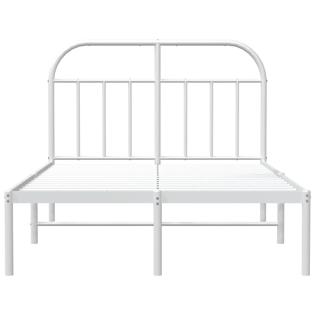 Bed frame with headboard metal white 120x200 cm