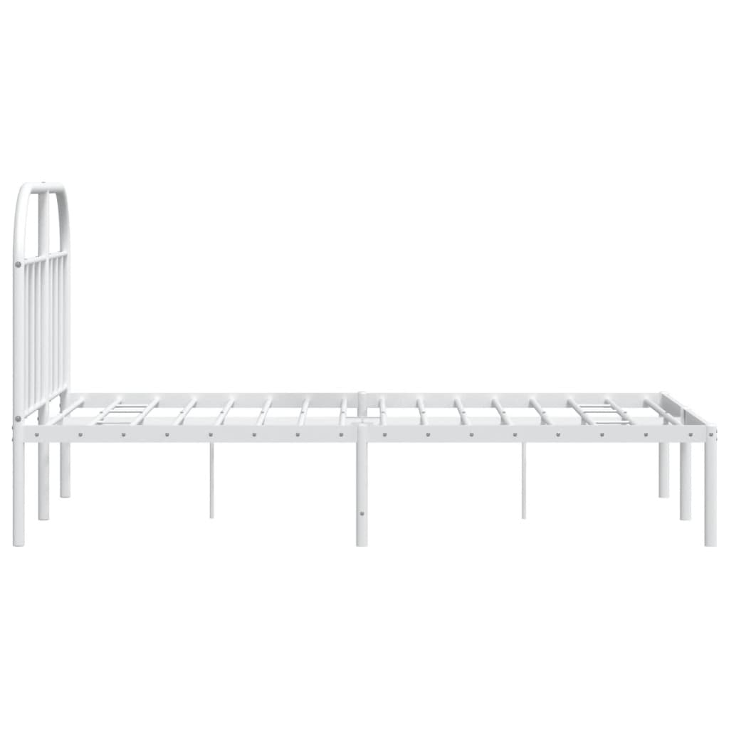 Bed frame with headboard metal white 120x200 cm