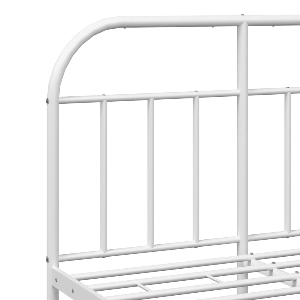 Bed frame with headboard metal white 120x200 cm