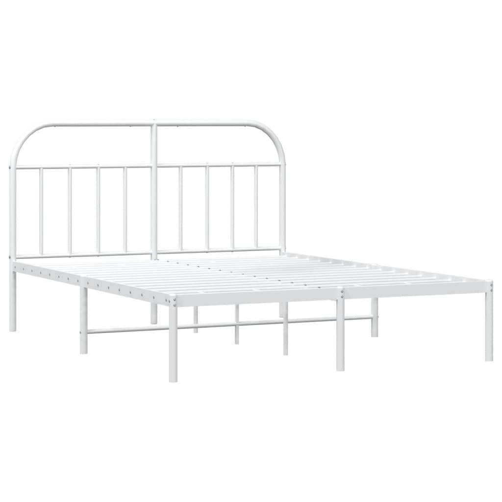Bed frame with headboard metal white 140x200 cm