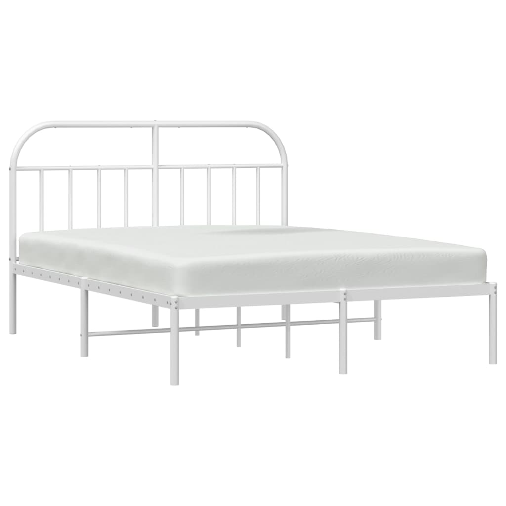 Bed frame with headboard metal white 140x200 cm