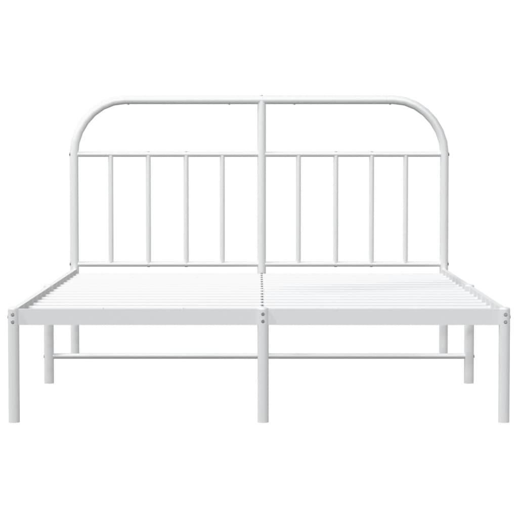 Bed frame with headboard metal white 140x200 cm