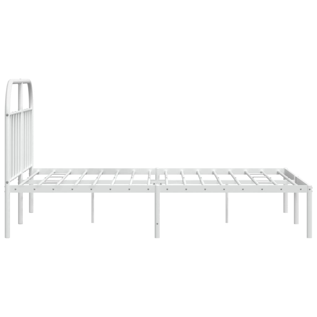 Bed frame with headboard metal white 140x200 cm