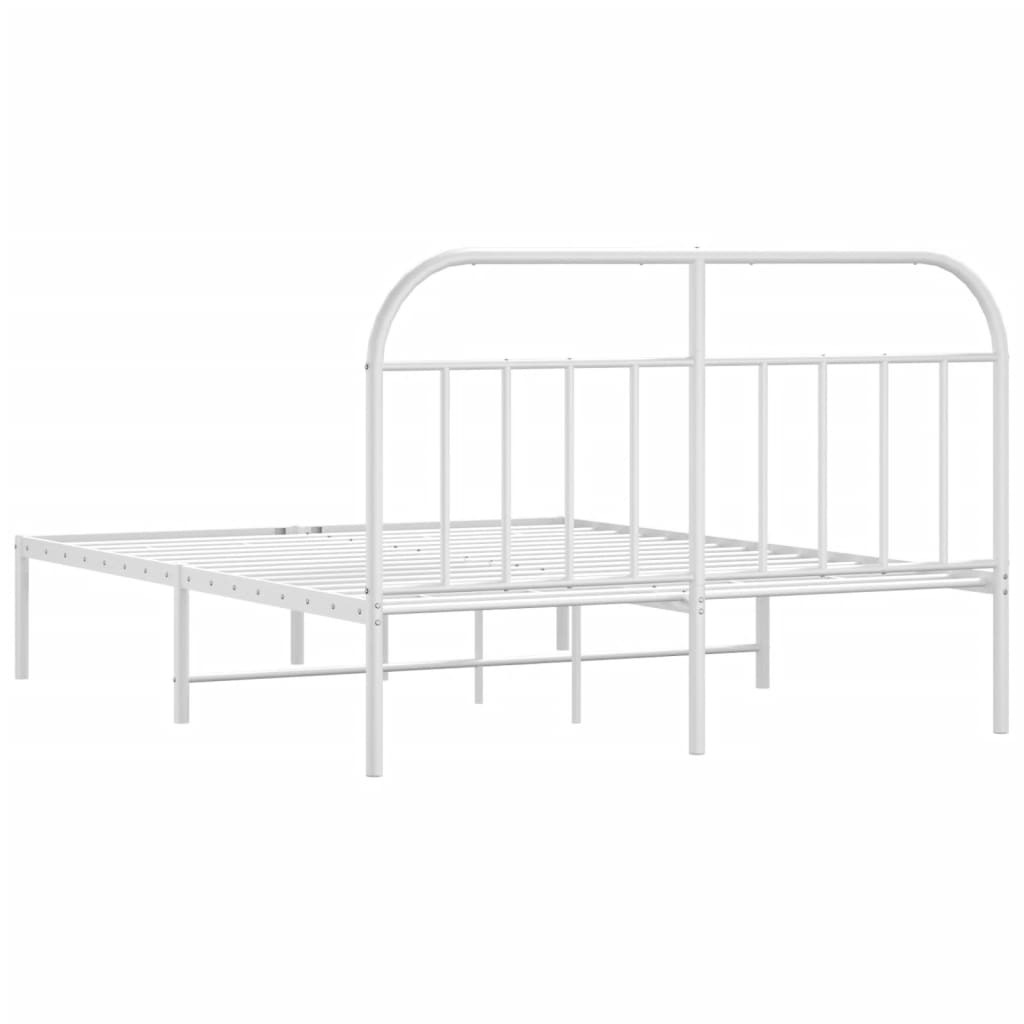 Bed frame with headboard metal white 140x200 cm