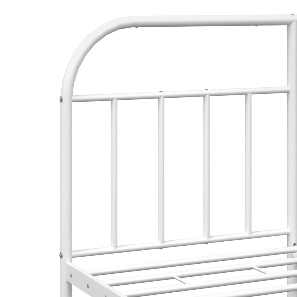 Bed frame with headboard metal white 140x200 cm