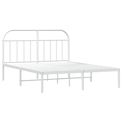 Bettgestell mit Kopfteil Metall Weiß 150x200 cm