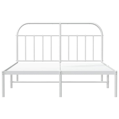 Bettgestell mit Kopfteil Metall Weiß 150x200 cm