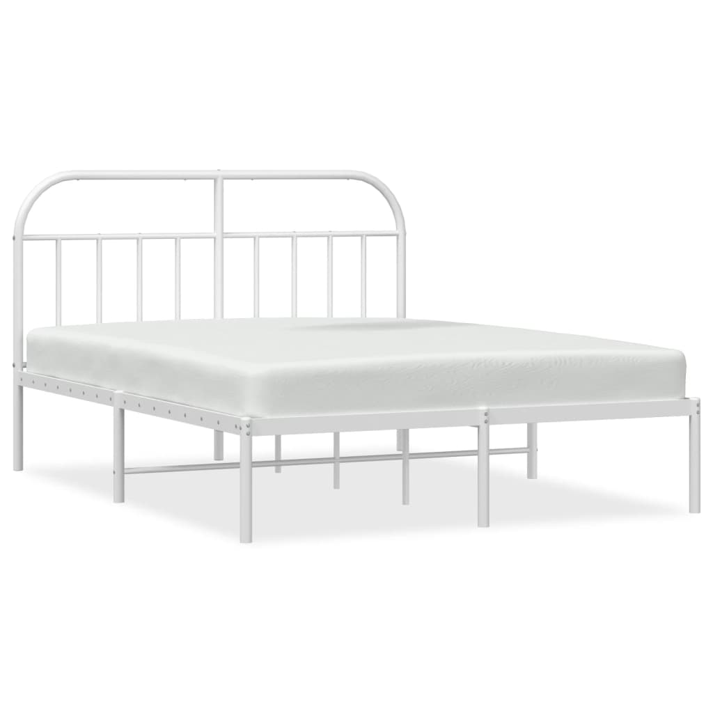 Bed frame with headboard metal white 183x213 cm