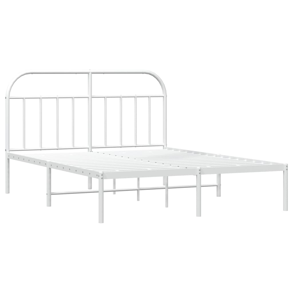 Bed frame with headboard metal white 183x213 cm