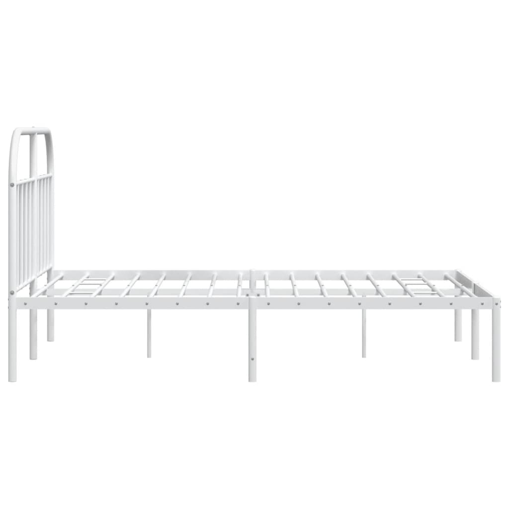 Bed frame with headboard metal white 183x213 cm