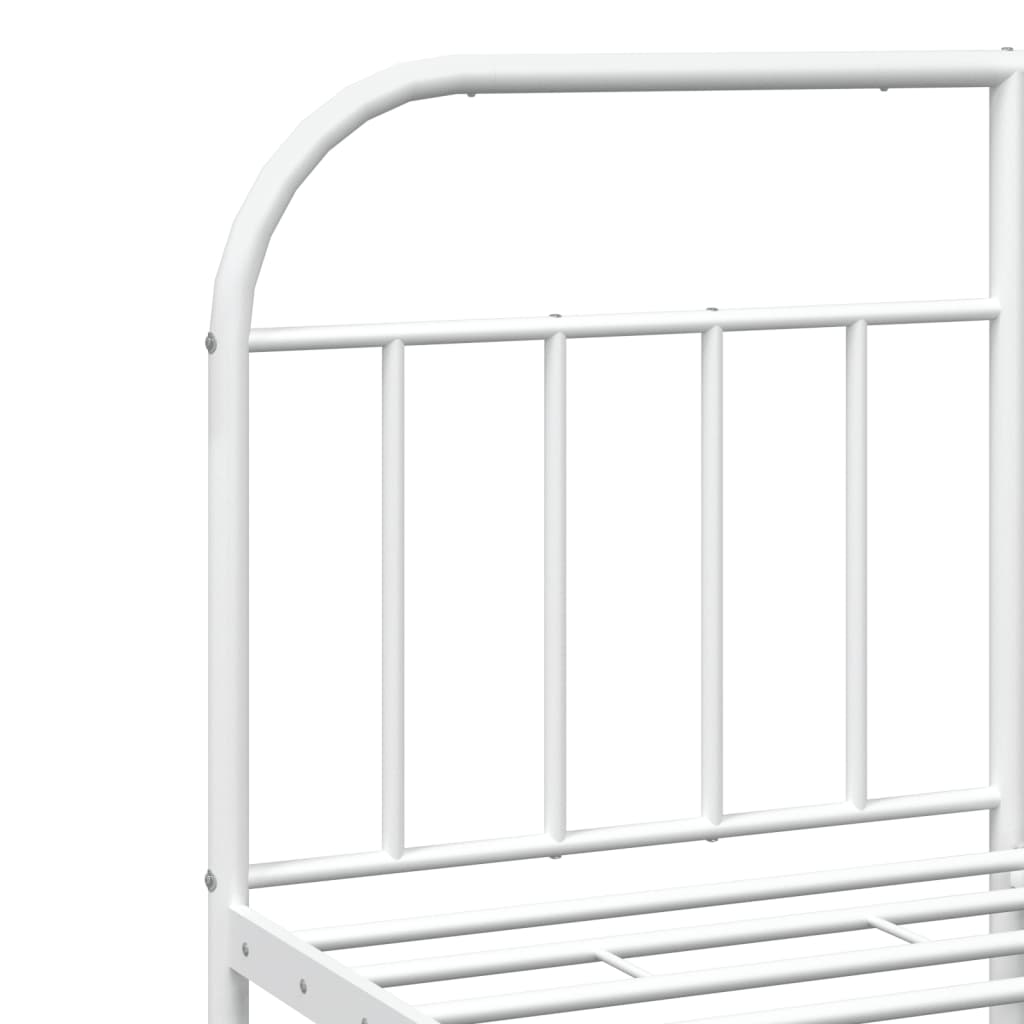 Bed frame with headboard metal white 183x213 cm