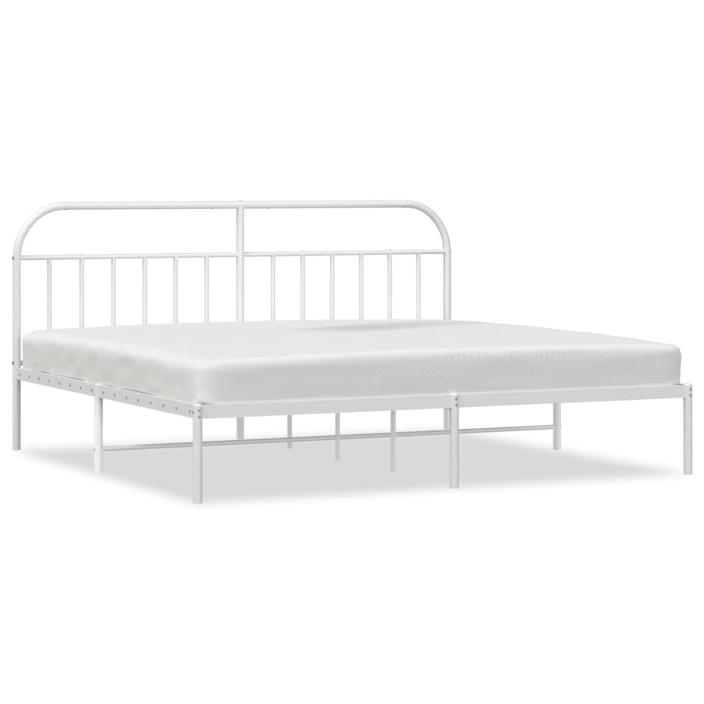 Bed frame with headboard metal white 193x203 cm