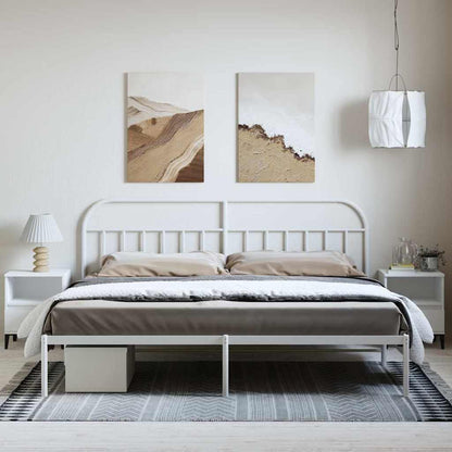 Bettgestell mit Kopfteil Metall Weiß 193x203 cm