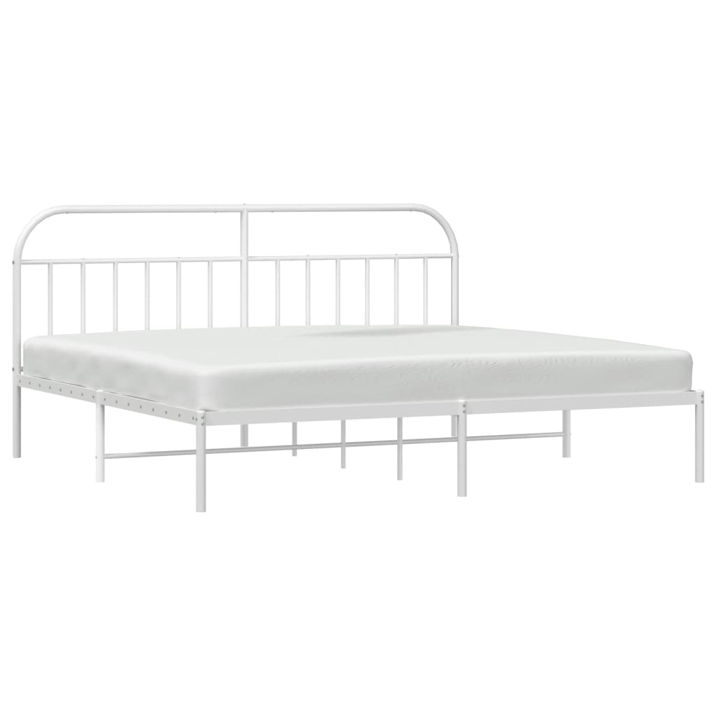 Bed frame with headboard metal white 193x203 cm