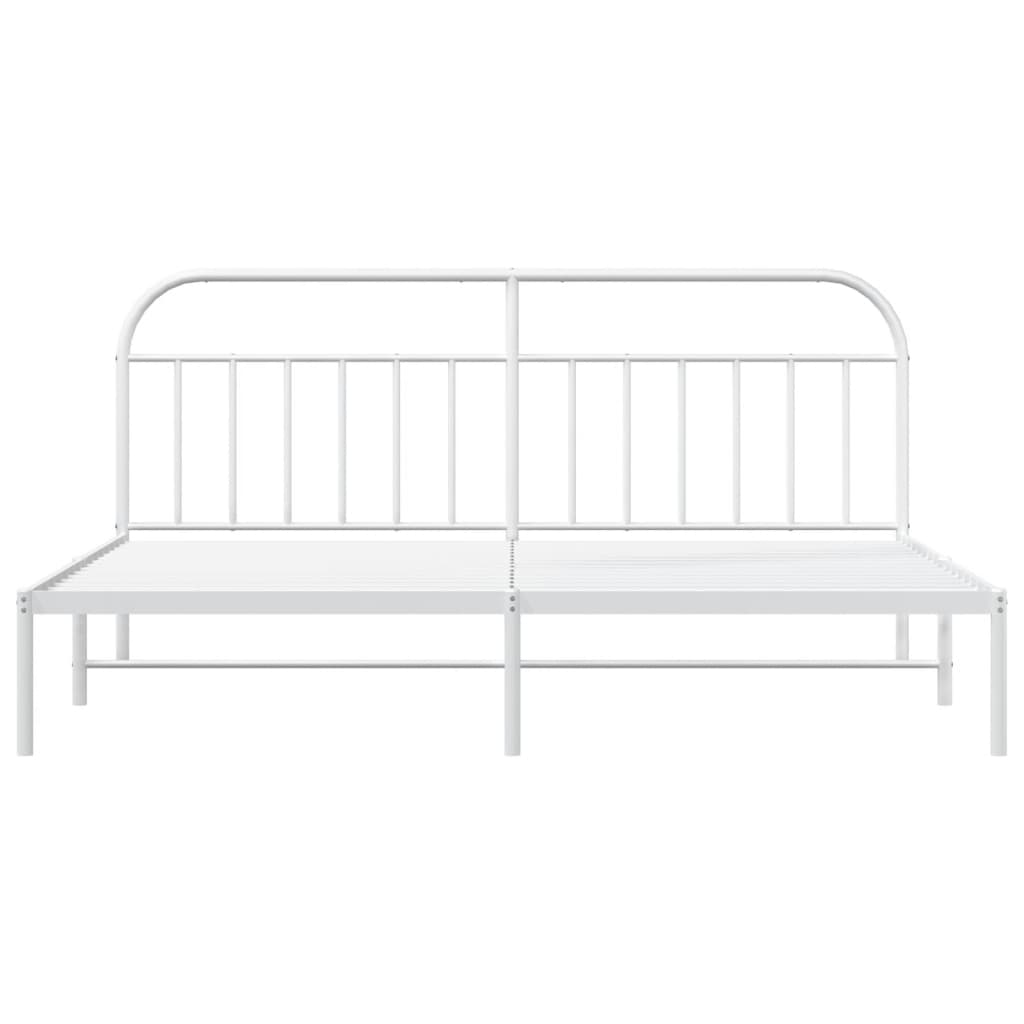 Bed frame with headboard metal white 193x203 cm