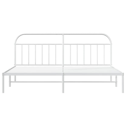 Bettgestell mit Kopfteil Metall Weiß 193x203 cm