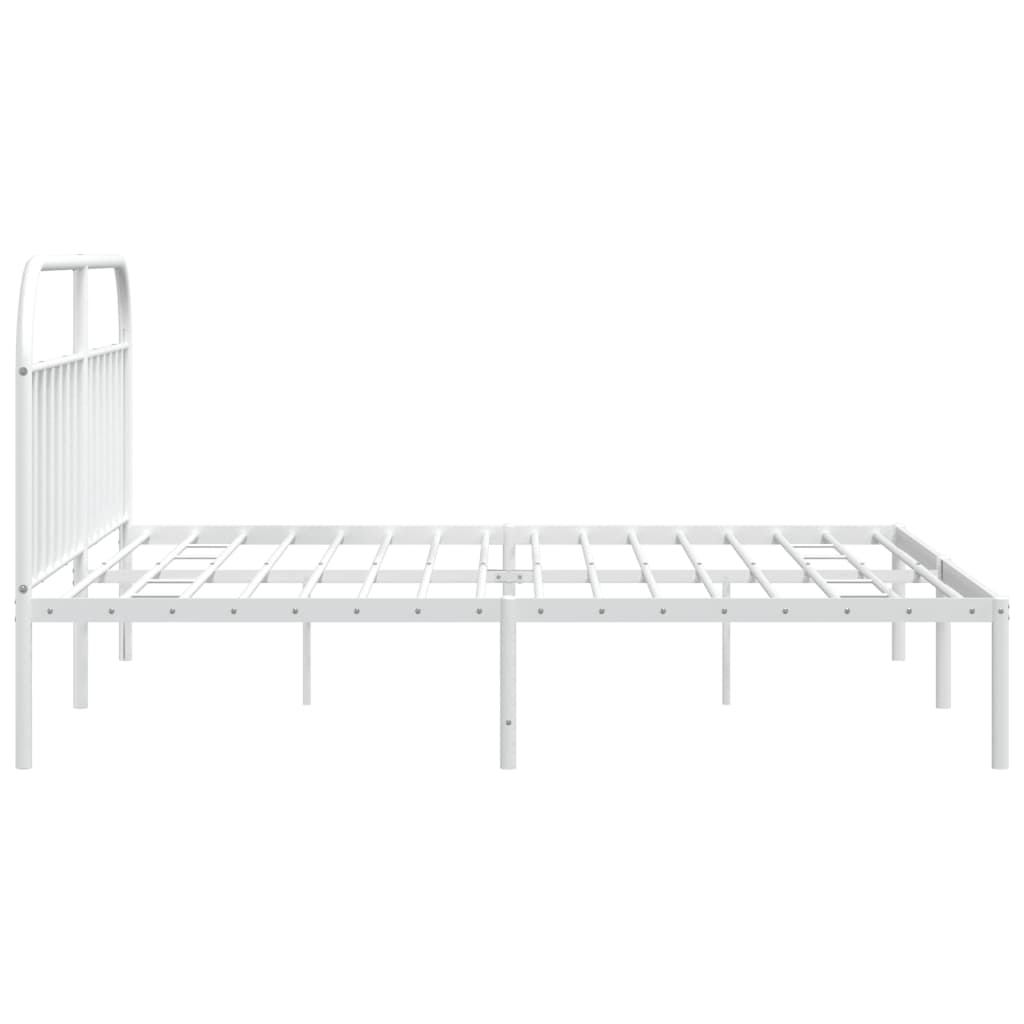 Bed frame with headboard metal white 193x203 cm