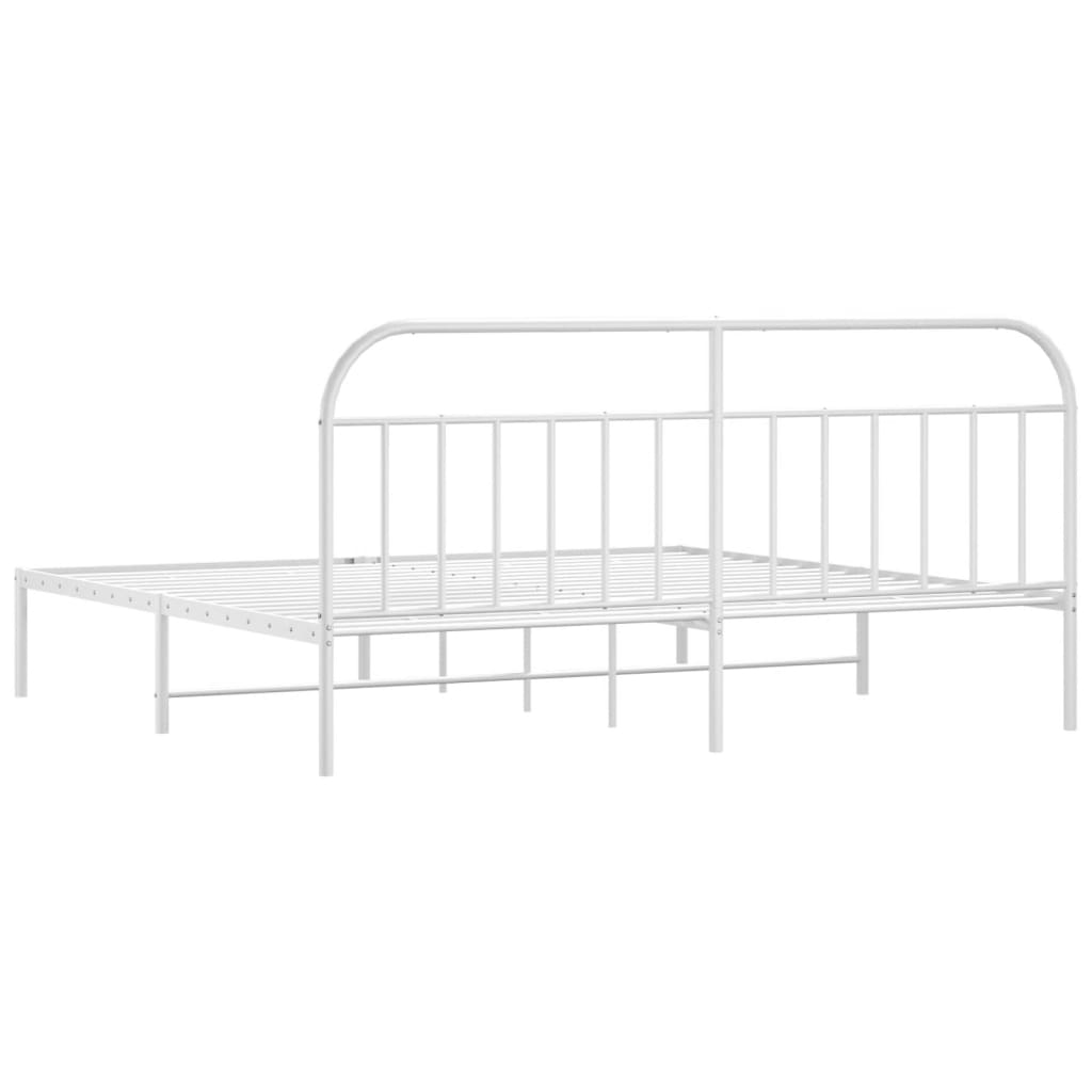 Bed frame with headboard metal white 193x203 cm