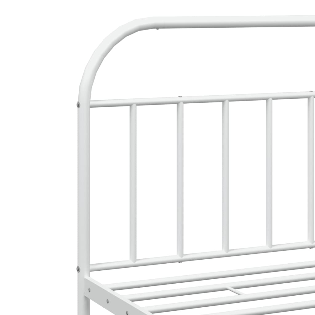 Bed frame with headboard metal white 193x203 cm