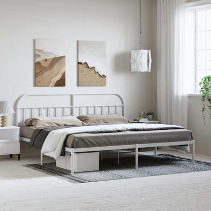 Bettgestell mit Kopfteil Metall Weiß 193x203 cm